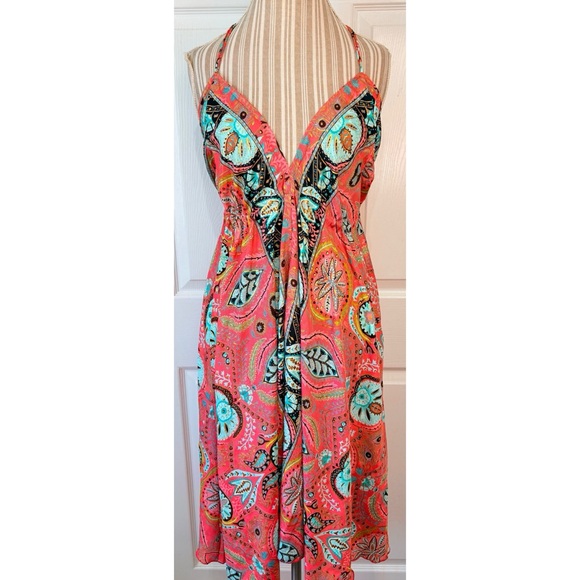 cover up Other - Silk Boho India Floral Gold Metallic Swimsuit Cover Up Medium